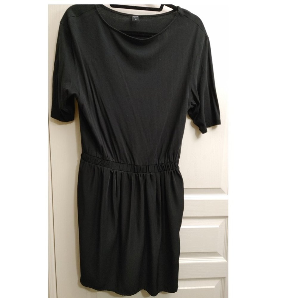SPLASH BLACK 3/4 SLEEVE DRESS WITH WAIST GARTER (US 10)